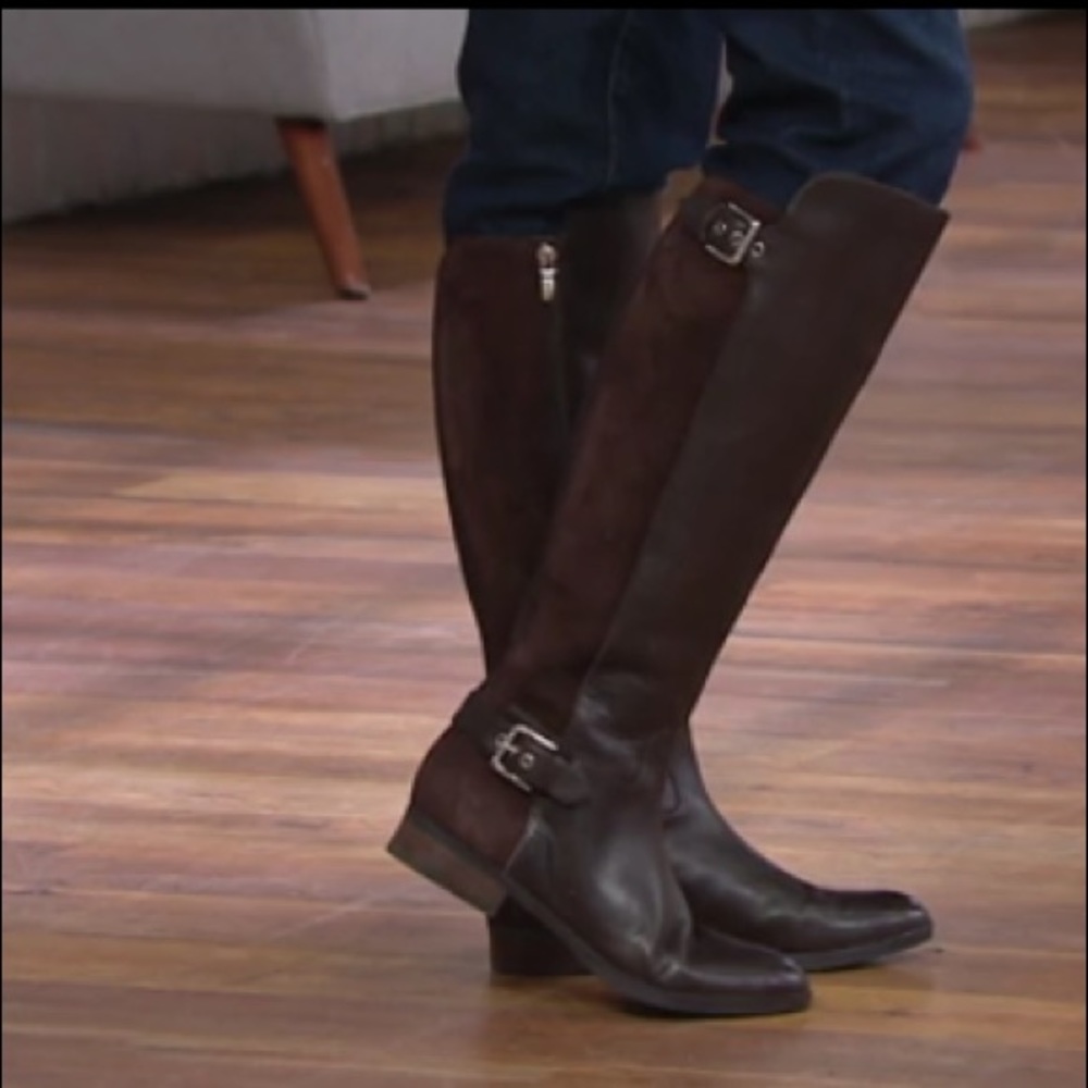 🦋 NWOT Marc Fisher Leather Wide Calf Boots - 8